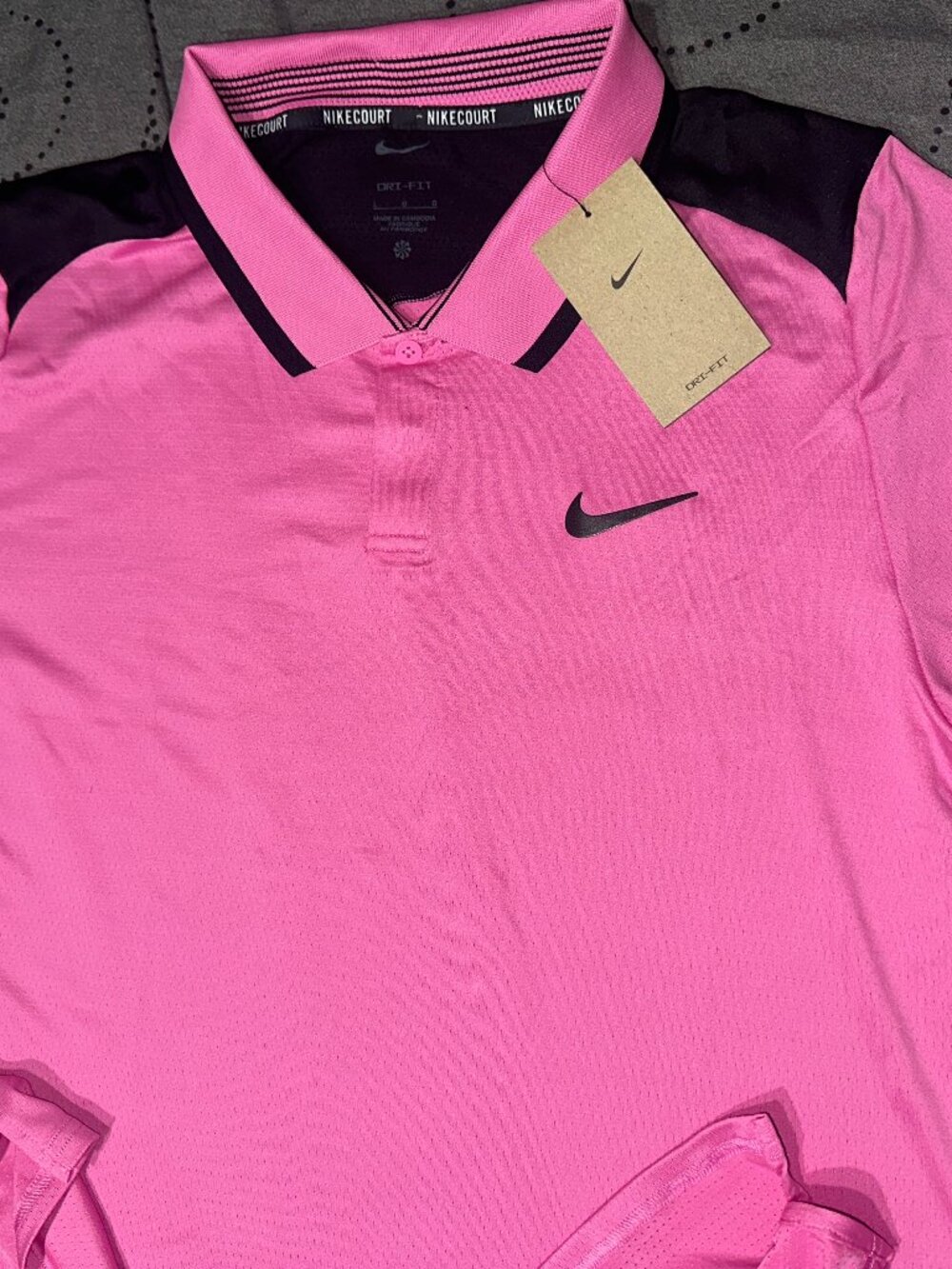 NIKE TENNIS COURT #675 PINK & BLACK POLO SHIRT SIZE L MEN NWT $$$$
